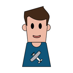 man with airplane t shirt  cartoon icon image vector illustration design 