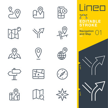 Lineo Editable Stroke - Navigation and Map line icons
Vector Icons - Adjust stroke weight - Expand to any size - Change to any colour