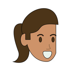face of woman with ponytail cartoon  icon image vector illustration design 