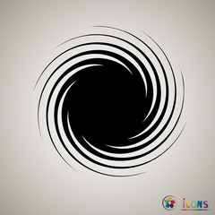 Black and white spiral abstract halftone dots background. Vector illustration