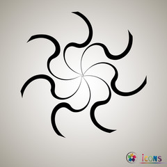 Black and white spiral abstract halftone dots background. Vector illustration