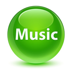 Music glassy green round button