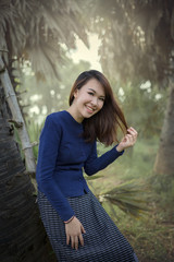 Portrait young asian woman she is smiling and happiness