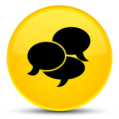 Obraz premium Comments icon special yellow round button