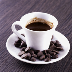 Hot chocolate in white cup