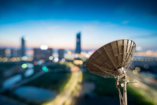 picture of parabolic satellite dish space technology receivers