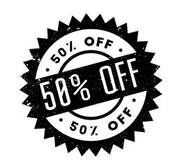 50 Off rubber stamp. Grunge design with dust scratches. Effects can be easily removed for a clean, crisp look. Color is easily changed.