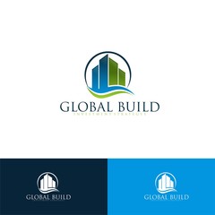 business logo building concept in graph and wave