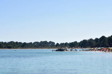 Beach in the ria of Arosa, natural space of O Carreiron, Pontevedra, Galicai, Spain