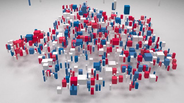 Decorative map of the Centre region of France | 3d rain of little bricks
