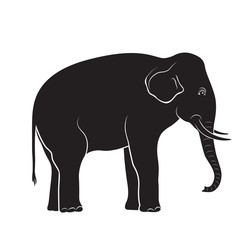 Black silhouette of elephant, vector illustration, logo.