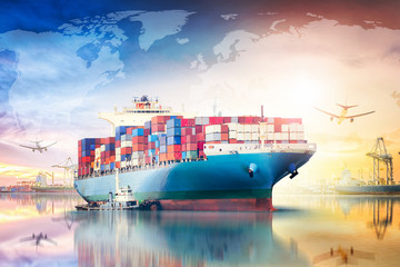 Global business logistics import export concept and transport industry of container cargo freight...