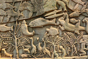Angkor Wat, wall detail,Cambodia