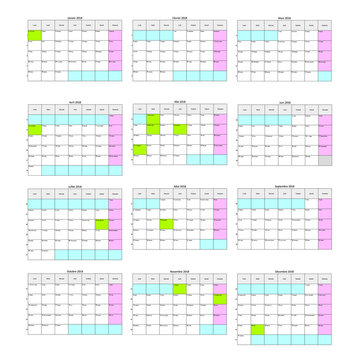 Calendrier 2018 en francais