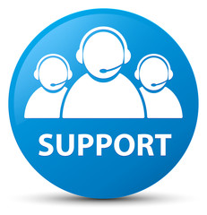 Support (customer care team icon) cyan blue round button