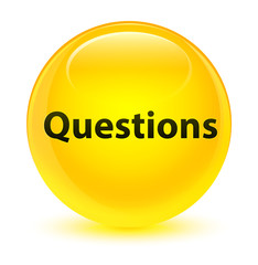 Questions glassy yellow round button