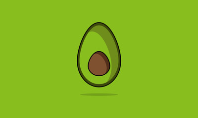 Avocado (Line Art in Flat Style Vector Illustration Design Template)