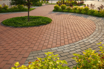 paved with tiles path in the Park