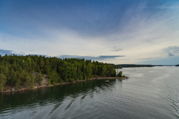 Scandinavian landscape with islands,view from sea