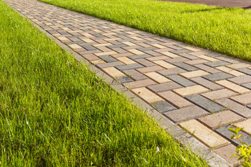 Colorful cobblestone road pavement