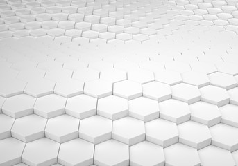 Hexagonal Abstract Wavy 3D Pattern Background with Shadows and Reflections, Honeycomb Floor