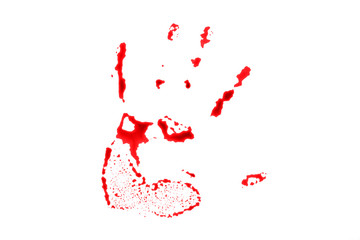 Blood / Blood handprint on white background.