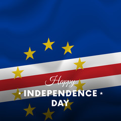 Banner or poster of Cape Verde independence day celebration. Waving flag. Vector illustration.