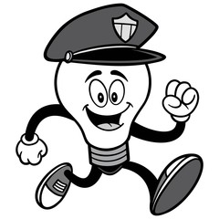 Police Bulb Running Illustration