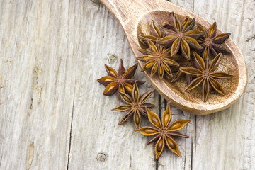 star anise on wooden spoon