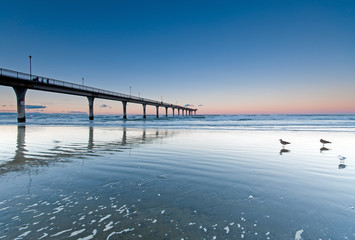 Fototapeta na wymiar Sunset at New Brighton Beach View in Christchurch, South Island, New Zealand.