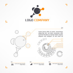 Logo and infographic for company, design information elements.