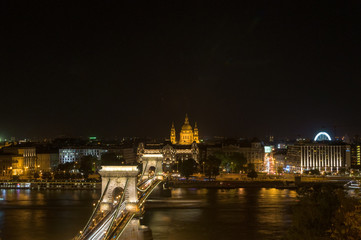 Panoramic view of Budapest at night. 
