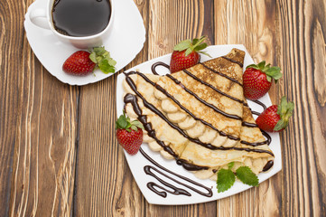 Crepes with Banana and strawberries