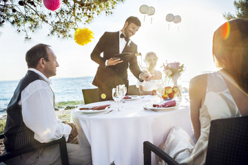 Wedding party on the beach