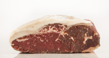 raw roast beef meat on white background