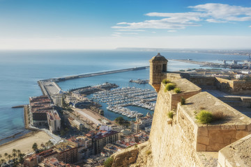 View from Santa Barbara castle to marine Alicante, provence Valencia, Spain - obrazy, fototapety, plakaty