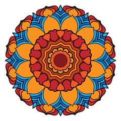 Colored mandala for color book. A pattern in the circle. Illustration for the album. Pattern for printing on fabrics. Figure for relaxation.
