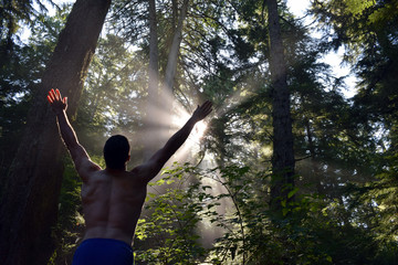 Forest yoga sun salutation