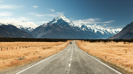 Malerische Straße zum Mount Cook