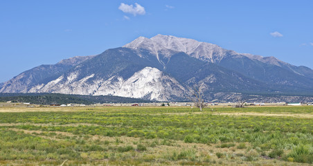 View from State Highway 24 of the Chalk Cliffs near BuenaVista, Colorado, U.S.A.