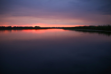Sunset on river 