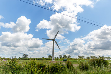 Wind turbine in the middle of a field