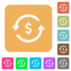 Dollar pay back rounded square flat icons
