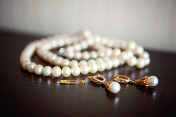 Wedding jewelry on a table