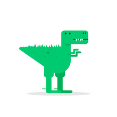 Flat illustration of dinosaur. Cute cartoon character in simple geometric shapes. Isolated on white background.