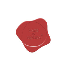 Red wax stamp written in Made in Canada