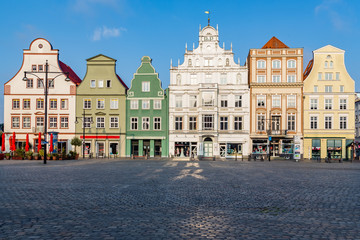 Historic gablefront houses at New Market Rostock, Germany