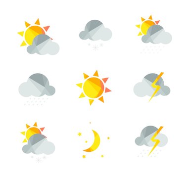 Weather icons set in polygonal geometric style