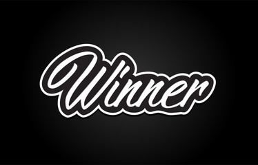 winner word text banner postcard logo icon design creative concept idea