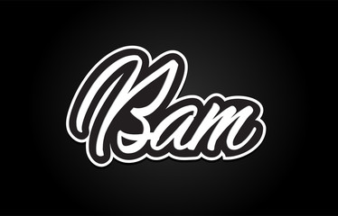 bam word text banner postcard logo icon design creative concept idea